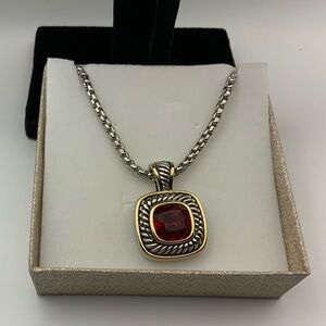 Silver Mix Metals Charm Rhinestone Chain Necklace